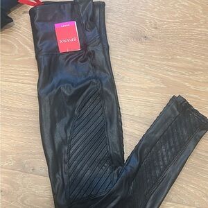SPANX Faux Leather Motto Leggings